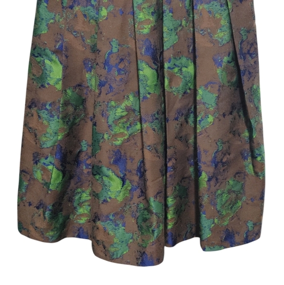 Eva Franco Brown Green Abstract Sleeveless Fit & Flare Mini Dress Womens Size 12 - Picture 4 of 8